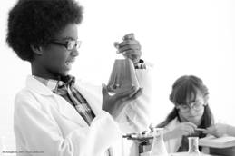 kid in lab room